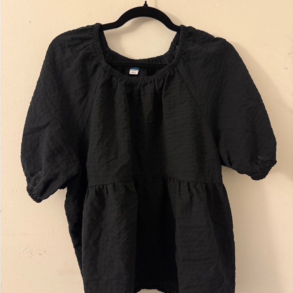 Old Navy Black Textured Short Sleeve Top